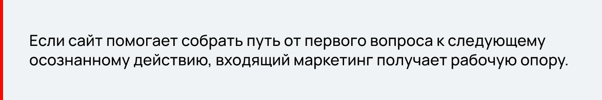 Сайт дает рабочую опору входящему маркетингу
